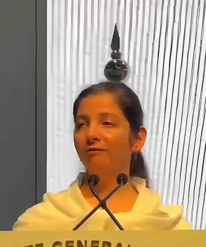Persis Cursetji addressing International Yoga Day 2025 at the Consulate General of India, Dubai